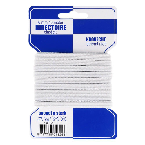 directoire elastiek 6 mm breed wit 10 meter directoire elastiek 6 mm breed wit 10 meter