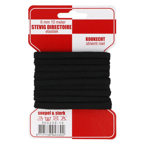 directoire gevlochten elastiek 6 mm breed zwart 10 meter directoire gevlochten elastiek 6 mm breed zwart 10 meter