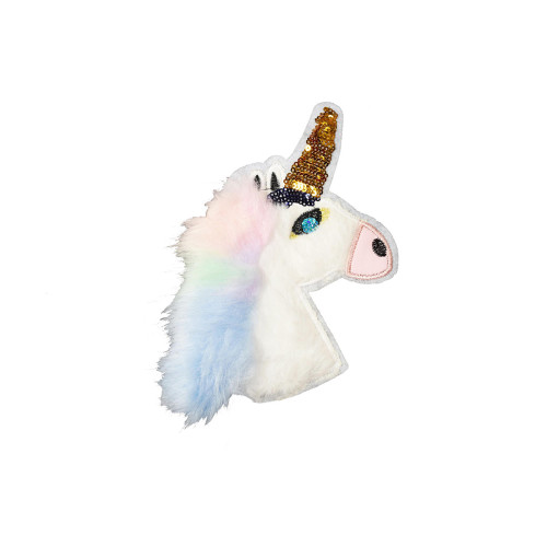 eenhoorn applicatie van pluche en pailletten 20 x 12 cm