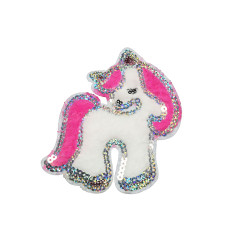 eenhoorn patch met pluche en pailletten 12x12 cm eenhoorn patch met pluche en pailletten 12x12 cm