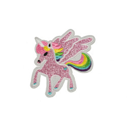 eenhoorn patch met vleugels en roze glitters eenhoorn patch met vleugels en roze glitters