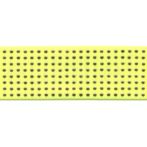 elastiek 6 cm fluor geel met gouden studs