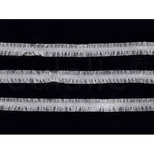elastisch dubbel ruche band wit