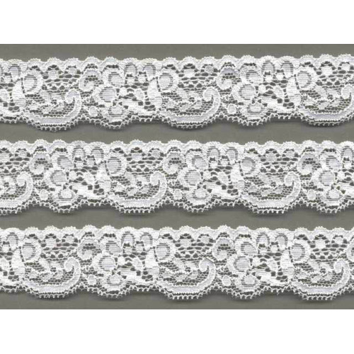 elastisch nylon kant 3 cm off white