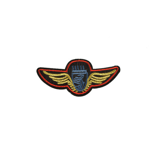 embleem applicatie blauw gouden vleugels