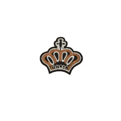 embleem applicatie kroon wit met gouden pailletten