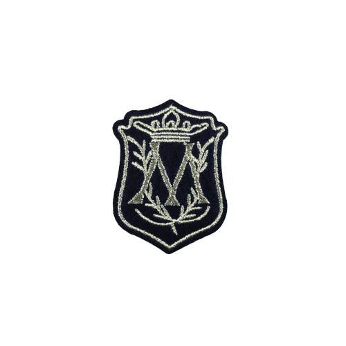 embleem applicatie zilver donkerblauw