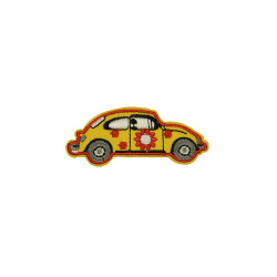 gele auto met bloemetjes patch gele auto met bloemetjes patch