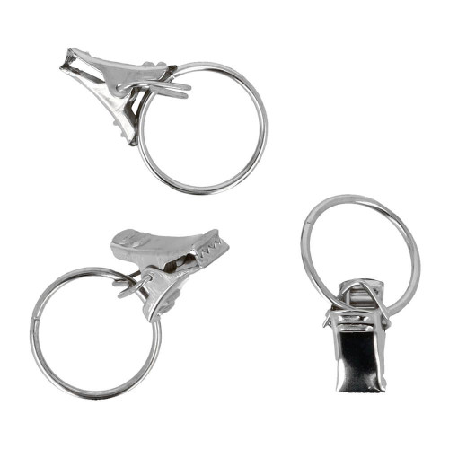gordijnringen met klem 23mm chroom 5 stuks