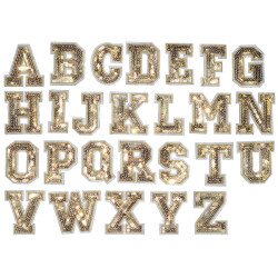 gouden letter patch pailletten alfabet opstrijkbaar gouden letter patch pailletten alfabet opstrijkbaar