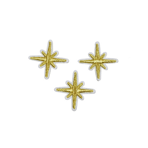 gouden sneeuwvlok patch 3 cm 3 stuks