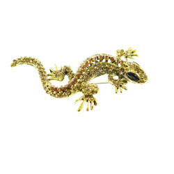 hagedis broche bewerkt met strass steentjes goud hagedis broche bewerkt met strass steentjes goud