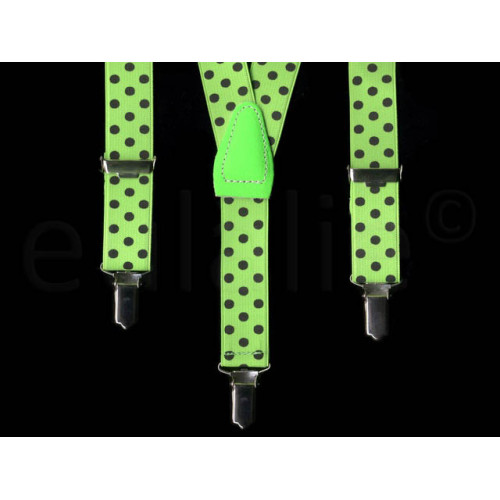 kinderbretel fluor groen met zwarte stippen kinderbretel fluor groen met zwarte stippen