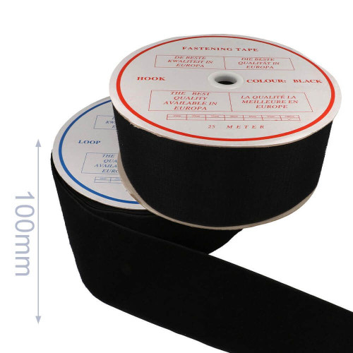 klittenband naaibaar haak en lus 100mm zwart per 50cm