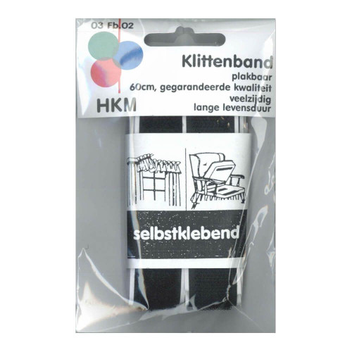 klittenband zelfklevend 60cm zwart