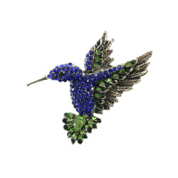 kolibri broche bewerkt met strass steentjes kobalt blauw kolibri broche bewerkt met strass steentjes kobalt blauw