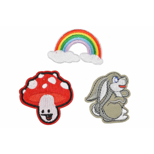 konijn paddestoel regenboog patch set