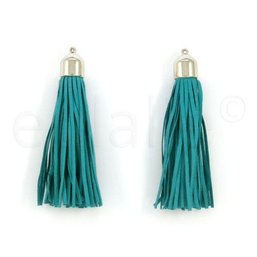 kwastjes suedine turquoise Eulalie Bijoux goud brons zilver