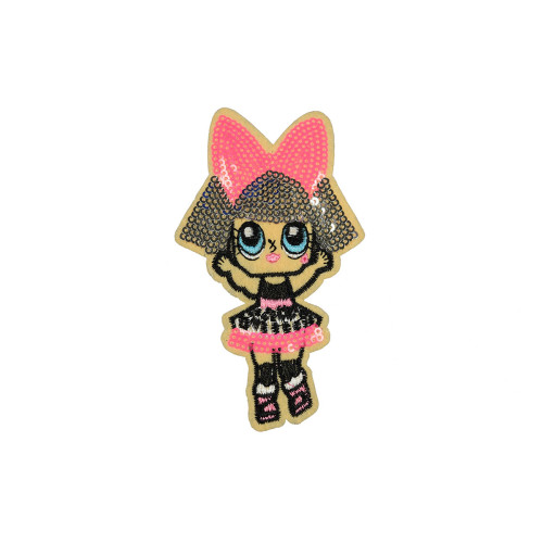 Lol surprise patch vilt geborduurd met pailletten roze zilver