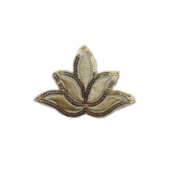 lotus bloem, Yackalasi patch ecru goud lotus bloem, Yackalasi patch ecru goud