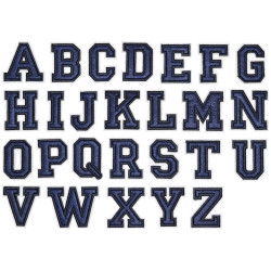 college letter patch alfabet opstrijkbaar marine blauw college letter patch alfabet opstrijkbaar marine blauw