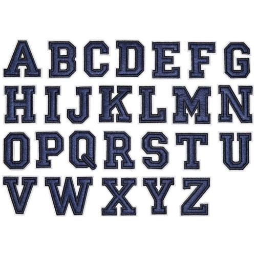 college letter patch alfabet opstrijkbaar marine blauw college letter patch alfabet opstrijkbaar marine blauw