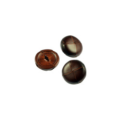 midden bruin lederen knoop 2.8 cm
