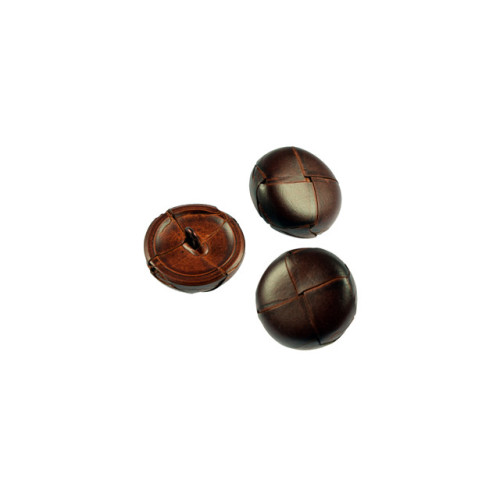 midden bruin lederen knoop 2.8 cm