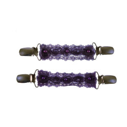 mouwophouders paars kant roosjes parels zilver clips mouwophouders paars kant roosjes parels zilver clips