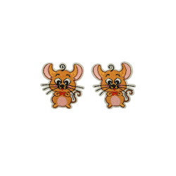 muis patch bruin roze 2 stuks