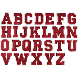 opstrijkbare alfabet letter patch bordeaux rood wit