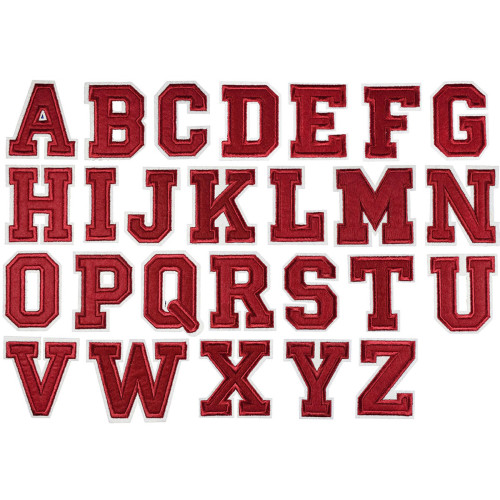 opstrijkbare alfabet letter patch bordeaux rood wit opstrijkbare alfabet letter patch bordeaux rood wit