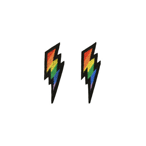 opstrijkbare applicatie bliksemflits regenboog 2 stuks