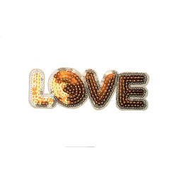 opstrijkbare love patch pailletten goud