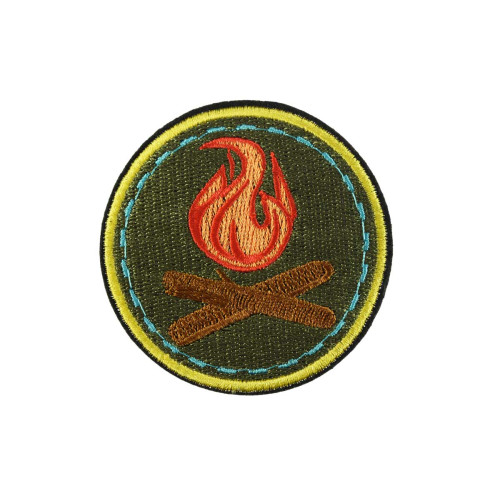 opstrijkbare patch kampvuur rond