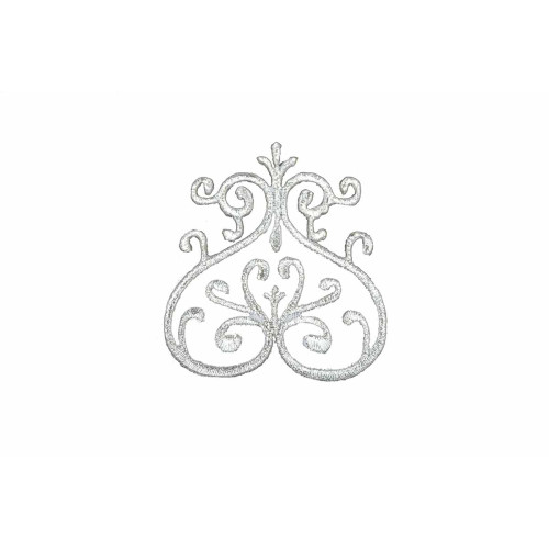 ornament applicatie zilver geborduurd 10x9cm