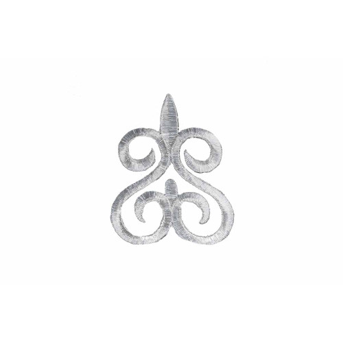 ornament applicatie zilver geborduurd 8x6,5cm