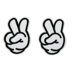 peace hand applicatie 8 x 6 cm wit peace hand applicatie 8 x 6 cm wit