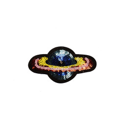 planeet saturnus patch geel blauw pailletten planeet saturnus patch geel blauw pailletten