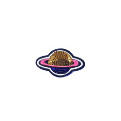 planeet saturnus patch goud blauw pailletten planeet saturnus patch goud blauw pailletten