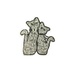 poezen duo zilver strass applicatie poezen duo zilver strass applicatie