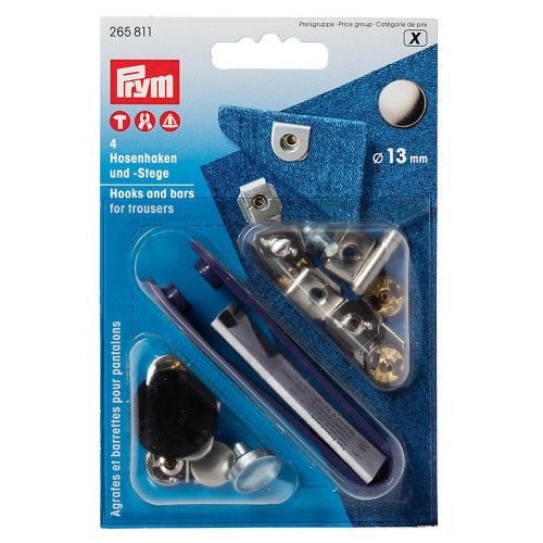 broekhaken en -staven 13mm zilver brons Prym