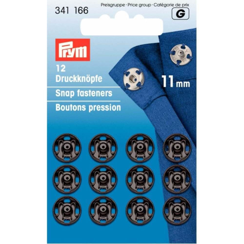drukknoop messing 11mm zwart