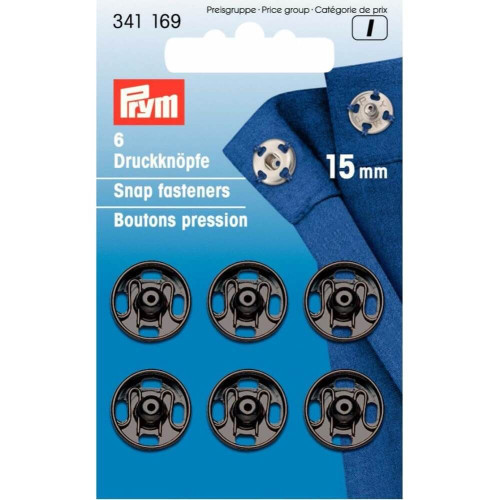 drukknoop messing 15mm zwart