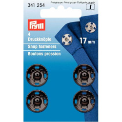 drukknoop messing 17mm zwart