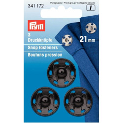 drukknoop messing 21mm zwart