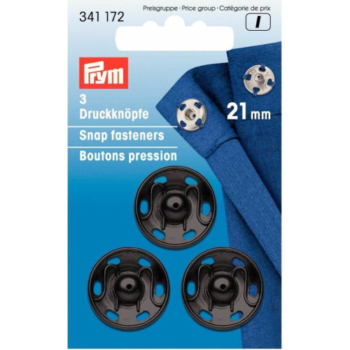 drukknoop messing 21mm zwart