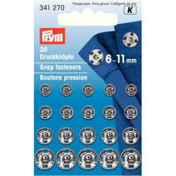 drukknoop messing assortiment 6 -11mm zilver drukknoop messing assortiment 6 -11mm zilver
