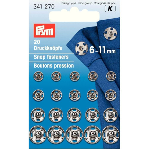 drukknoop messing assortiment 6 -11mm zilver