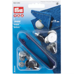 jeans knopen zilver glad 17mm Prym
